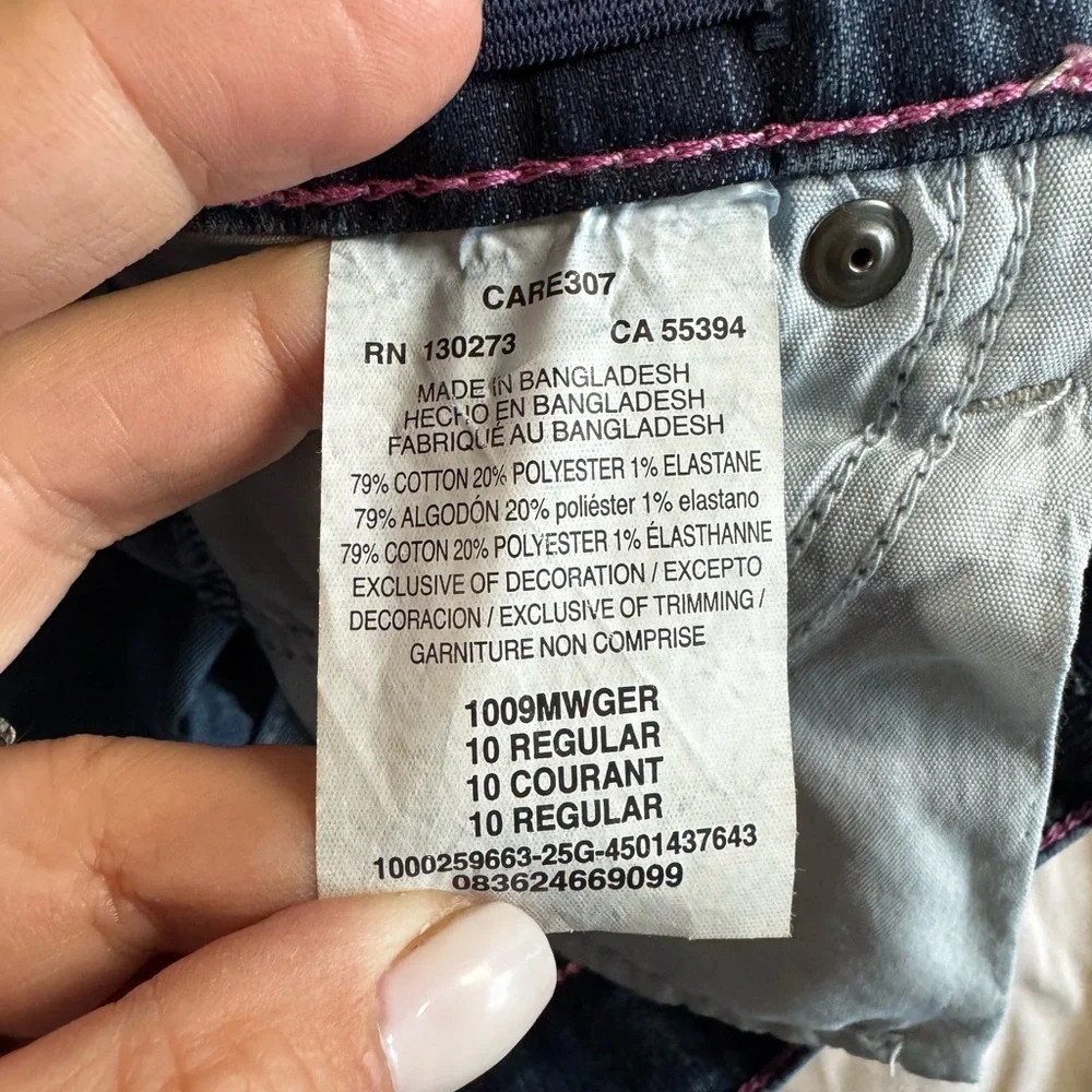 NWOT Wrangler Girls Dark Blue Denim Jeans Size 10 Regular Adjustable Waist